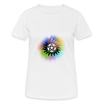 ColorStarBurst - Frauen T-Shirt atmungsaktiv - Weiß - Vorne - AI Model Female 172 dark (172cm)