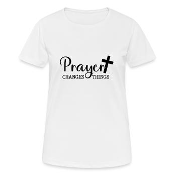 Gebet verändert - Frauen T-Shirt atmungsaktiv - Weiß - Vorne - AI Model Female 172 dark (172cm)