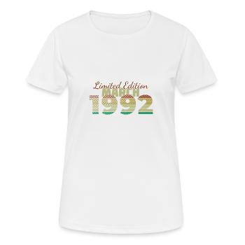 33. Geburtstag Limited Edition (SCR) 03/1992 - Frauen T-Shirt atmungsaktiv - Weiß - Vorne - AI Model Female 172 dark (172cm)