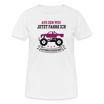Autobesitzerin 2023 Führerschein Neues Auto PKW - Frauen T-Shirt atmungsaktiv - Weiß - Vorne - AI Model Female 172 dark (172cm)