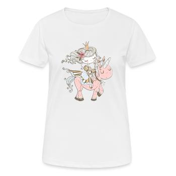 The Princess and the Unicorn on a magical rainbow - Women's Breathable T-Shirt - white - Front - AI Model Female 172 dark (172cm)