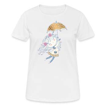 Kleines Mädchen Magic Umbrella: Feenflug - Frauen T-Shirt atmungsaktiv - Weiß - Vorne - AI Model Female 172 dark (172cm)