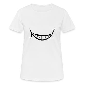 Grinsemund - Ein Grinsen versüßt jeden Tag - Frauen T-Shirt atmungsaktiv - Weiß - Vorne - AI Model Female 172 dark (172cm)