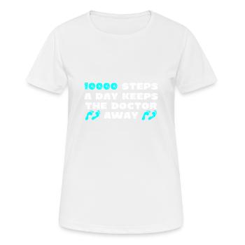 10000 Schritte pro Tag - Frauen T-Shirt atmungsaktiv - Weiß - Vorne - AI Model Female 172 dark (172cm)