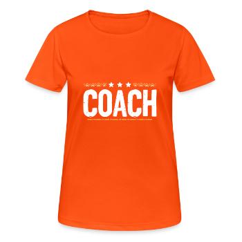 Formateur d’entraîneurs - T-shirt respirant Femme - orange néon - Devant - AI Model Female 172 dark (172cm)