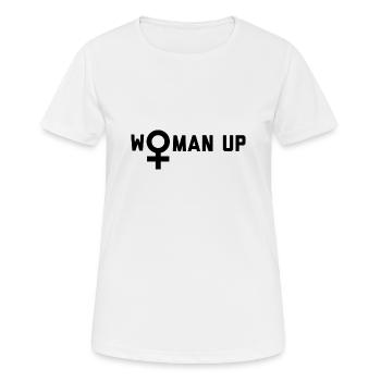 woman up - T-shirt respirant Femme - blanc - Devant - AI Model Female 172 dark (172cm)