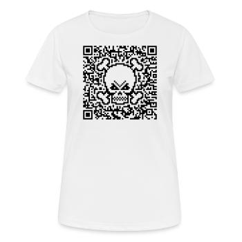 Totenkopf / Totenschädel (Quick Response Code / P) - Frauen T-Shirt atmungsaktiv - Weiß - Vorne - AI Model Female 172 dark (172cm)