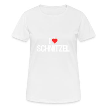 Ich liebe Schnitzel - Frauen T-Shirt atmungsaktiv - Weiß - Vorne - AI Model Female 172 dark (172cm)