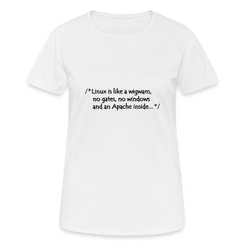 Linux est comme un tipi - T-shirt respirant Femme - blanc - Devant - AI Model Female 172 dark (172cm)