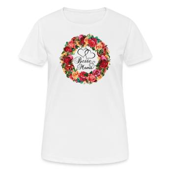 Meilleur cadeau de fête des mères roses fleurs coeur maman - T-shirt respirant Femme - blanc - Devant - AI Model Female 172 dark (172cm)