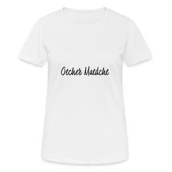 Oecher Maedche - Frauen T-Shirt atmungsaktiv - Weiß - Vorne - AI Model Female 172 dark (172cm)