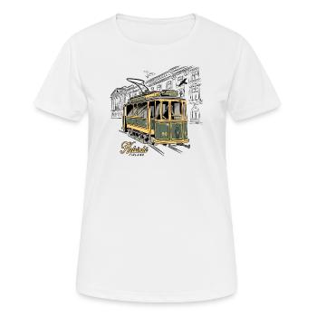 Helsinki Old Tram, Textiles, products - Women's Breathable T-Shirt - white - Front - AI Model Female 172 dark (172cm)