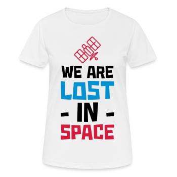 WE ARE LOST IN SPACE - SATELLITE - Frauen T-Shirt atmungsaktiv - Weiß - Vorne - AI Model Female 172 dark (172cm)