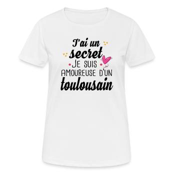 Toulouse Toulousain Femme Amoureuse Cadeau Humour - T-shirt respirant Femme - blanc - Devant - AI Model Female 172 dark (172cm)