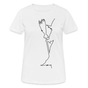 Sorcière avec un balai | Trait de sorcière - T-shirt respirant Femme - blanc - Devant - AI Model Female 172 dark (172cm)