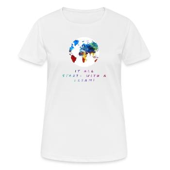 Le tour du monde! , Le tour du monde! - T-shirt respirant Femme - blanc - Devant - AI Model Female 172 dark (172cm)