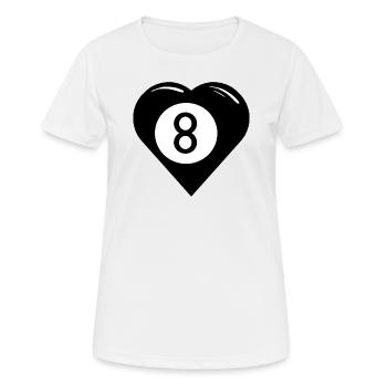 Billard Coeur (Snooker, Billard), Ball-8 - T-shirt respirant Femme - blanc - Devant - AI Model Female 172 dark (172cm)