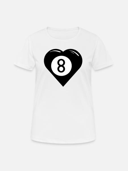 Pool Billiards Heart (Snooker, Billiards), Ball-8 - Women's Breathable T-Shirt - white