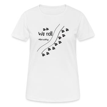 Wir rollen zusammen - Rollstuhl und Diensthund - Frauen T-Shirt atmungsaktiv - Weiß - Vorne - AI Model Female 172 dark (172cm)