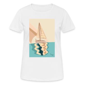 Segelboot Sommer - Frauen T-Shirt atmungsaktiv - Weiß - Vorne - AI Model Female 172 dark (172cm)
