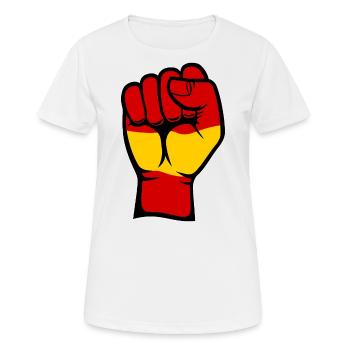 Drapeau de l’Espagne Symbole de la main du poing - T-shirt respirant Femme - blanc - Devant - AI Model Female 172 dark (172cm)