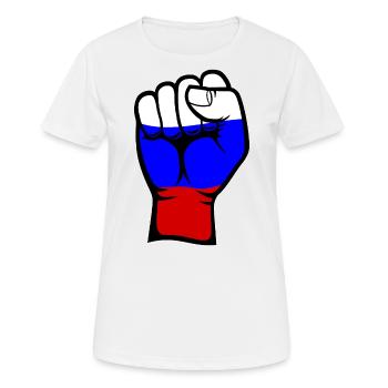 Drapeau de la Russie Symbole de la main du poing - T-shirt respirant Femme - blanc - Devant - AI Model Female 172 dark (172cm)