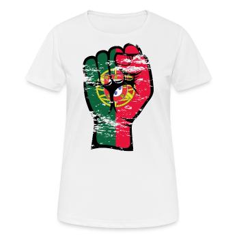 Portugal Flag Poing Main Symbole utilisé - T-shirt respirant Femme - blanc - Devant - AI Model Female 172 dark (172cm)