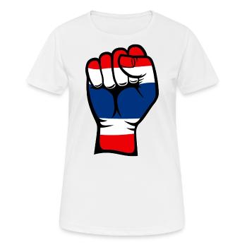 Icône de la main du drapeau de la Thaïlande - T-shirt respirant Femme - blanc - Devant - AI Model Female 172 dark (172cm)