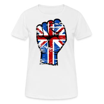 Drapeau britannique poing symbole de main utilisé - T-shirt respirant Femme - blanc - Devant - AI Model Female 172 dark (172cm)