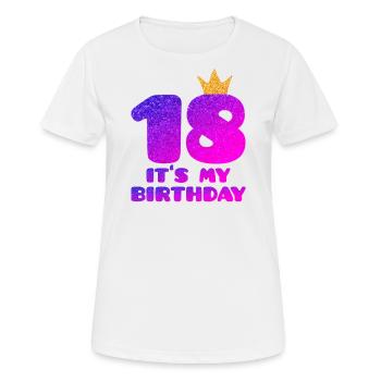 C’EST MON ANNIVERSAIRE - 18E ANNIVERSAIRE - DIX-HUIT ANS - T-shirt respirant Femme - blanc - Devant - AI Model Female 172 dark (172cm)