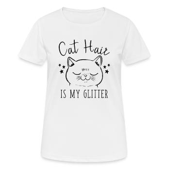 Katze Haar ist mein Glitter - Frauen T-Shirt atmungsaktiv - Weiß - Vorne - AI Model Female 172 dark (172cm)