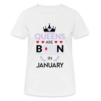 Birthday Queen born in January - Frauen T-Shirt atmungsaktiv - Weiß - Vorne - AI Model Female 172 dark (172cm)