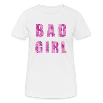 Bad Girl rosa Blumenmuster - Frauen T-Shirt atmungsaktiv - Weiß - Vorne - AI Model Female 172 dark (172cm)