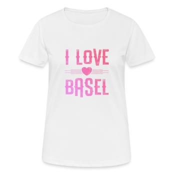 I Love Basel - Frauen T-Shirt atmungsaktiv - Weiß - Vorne - AI Model Female 172 dark (172cm)