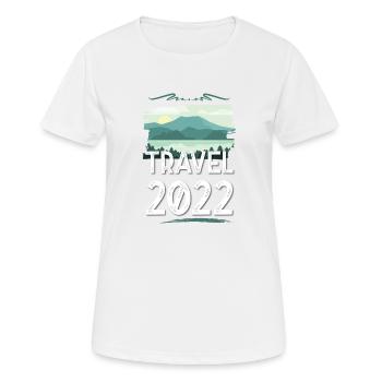 Travel 2022 - Frauen T-Shirt atmungsaktiv - Weiß - Vorne - AI Model Female 172 dark (172cm)