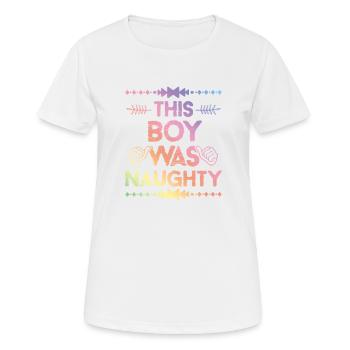 Le garçon était méchant - T-shirt respirant Femme - blanc - Devant - AI Model Female 172 dark (172cm)