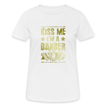 Embrasse-moi Barbier - T-shirt respirant Femme - blanc - Devant - AI Model Female 172 dark (172cm)