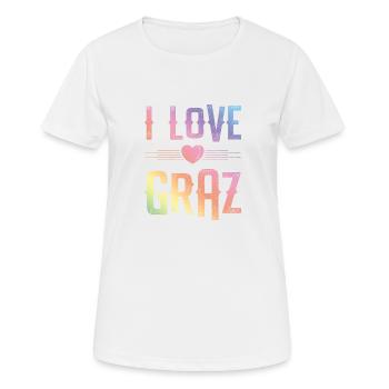 I Love Graz - Frauen T-Shirt atmungsaktiv - Weiß - Vorne - AI Model Female 172 dark (172cm)
