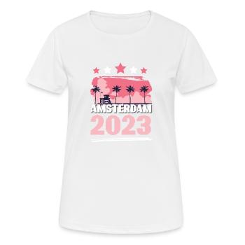 Amsterdam 2023 - Frauen T-Shirt atmungsaktiv - Weiß - Vorne - AI Model Female 172 dark (172cm)