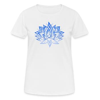 Lotusfarben blau - Frauen T-Shirt atmungsaktiv - Weiß - Vorne - AI Model Female 172 dark (172cm)