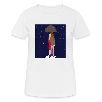 Couplerain couple sous la pluie sous le parapluie - T-shirt respirant Femme - blanc - Devant - AI Model Female 172 dark (172cm)