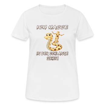 ich hasse in der schlange stehen lustig warte meme - Frauen T-Shirt atmungsaktiv - Weiß - Vorne - AI Model Female 172 dark (172cm)