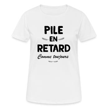 Pile en retard comme toujours - T-shirt respirant Femme - blanc - Devant - AI Model Female 172 dark (172cm)