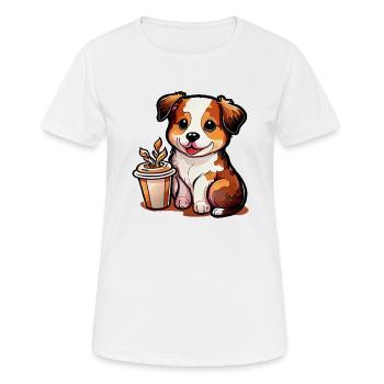 Doggy with coffee: the perfect companion - Women's Breathable T-Shirt - white - Front - AI Model Female 172 dark (172cm)