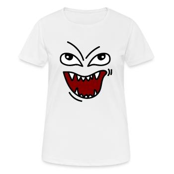 Wütendes Gesicht mit Zähnen - Frauen T-Shirt atmungsaktiv - Weiß - Vorne - AI Model Female 172 dark (172cm)