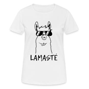lama namasté - T-shirt respirant Femme - blanc - Devant - AI Model Female 172 dark (172cm)