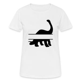 Dinosaurier - eigenen Text, eigener Name - Frauen T-Shirt atmungsaktiv - Weiß - Vorne - AI Model Female 172 dark (172cm)