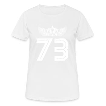 73 Zahl Krone - Frauen T-Shirt atmungsaktiv - Weiß - Vorne - AI Model Female 172 dark (172cm)