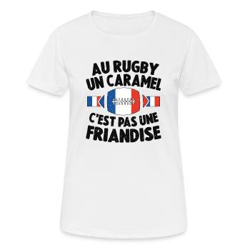 Au Rugby Un Caramel C'est Pas Une Friandise - T-shirt respirant Femme - blanc - Devant - AI Model Female 172 dark (172cm)