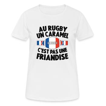 Au Rugby Un Caramel C'est Pas Une Friandise - T-shirt respirant Femme - blanc - Devant - AI Model Female 172 dark (172cm)